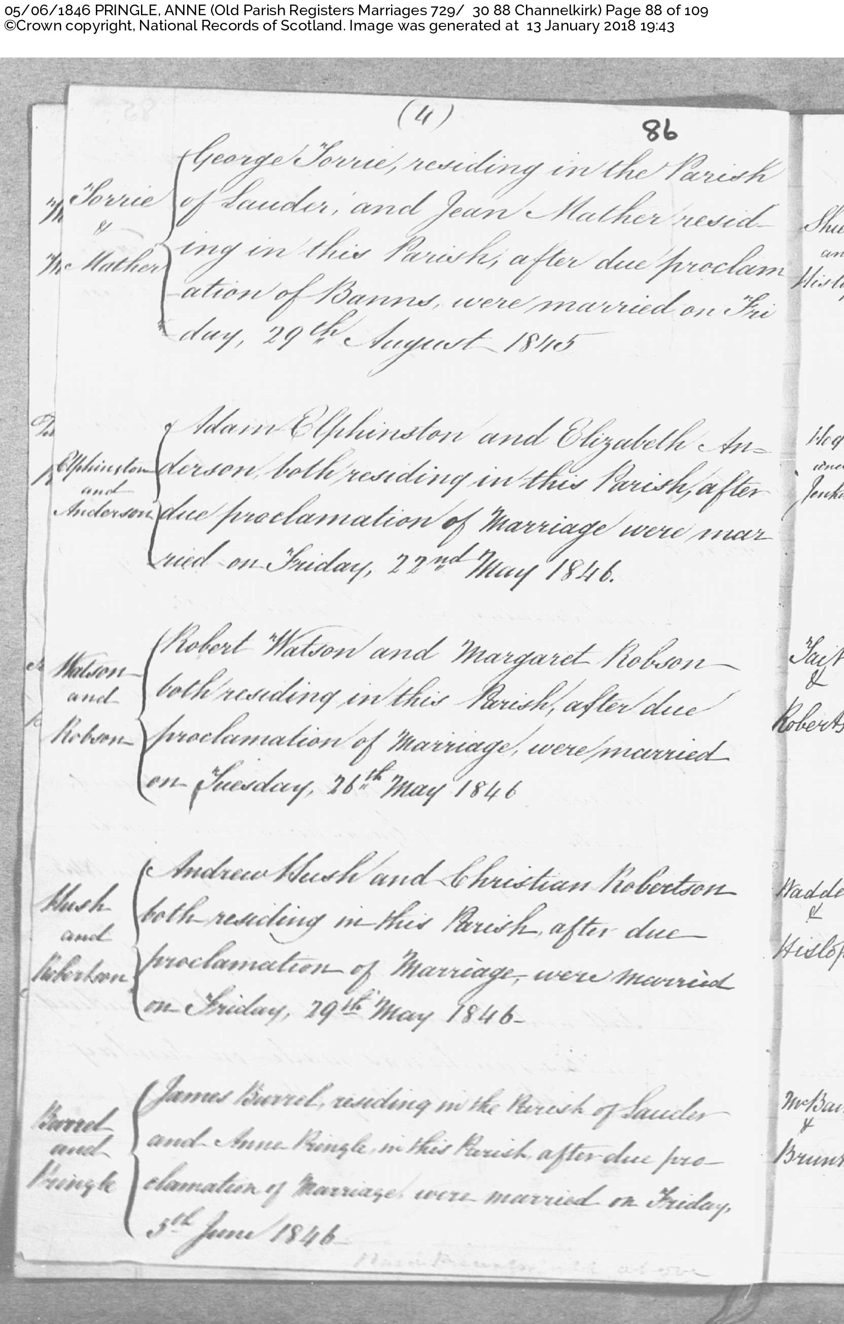 JamesBurrellAnnePringle_M1846 Channelkirk, June 5, 1846